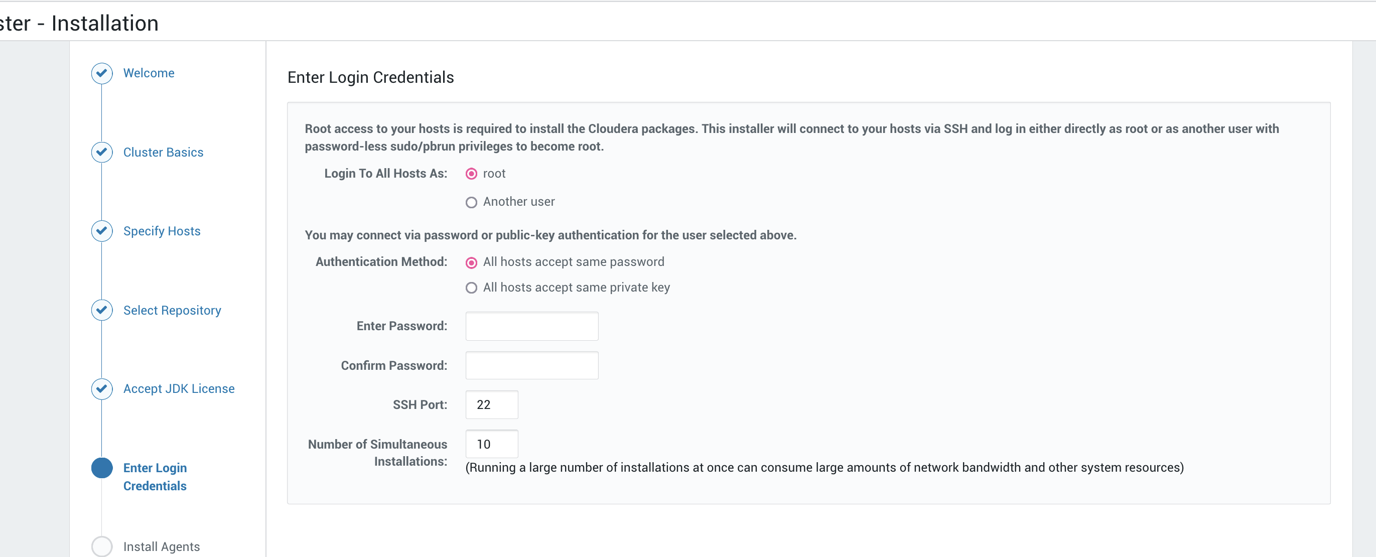 enter credentials