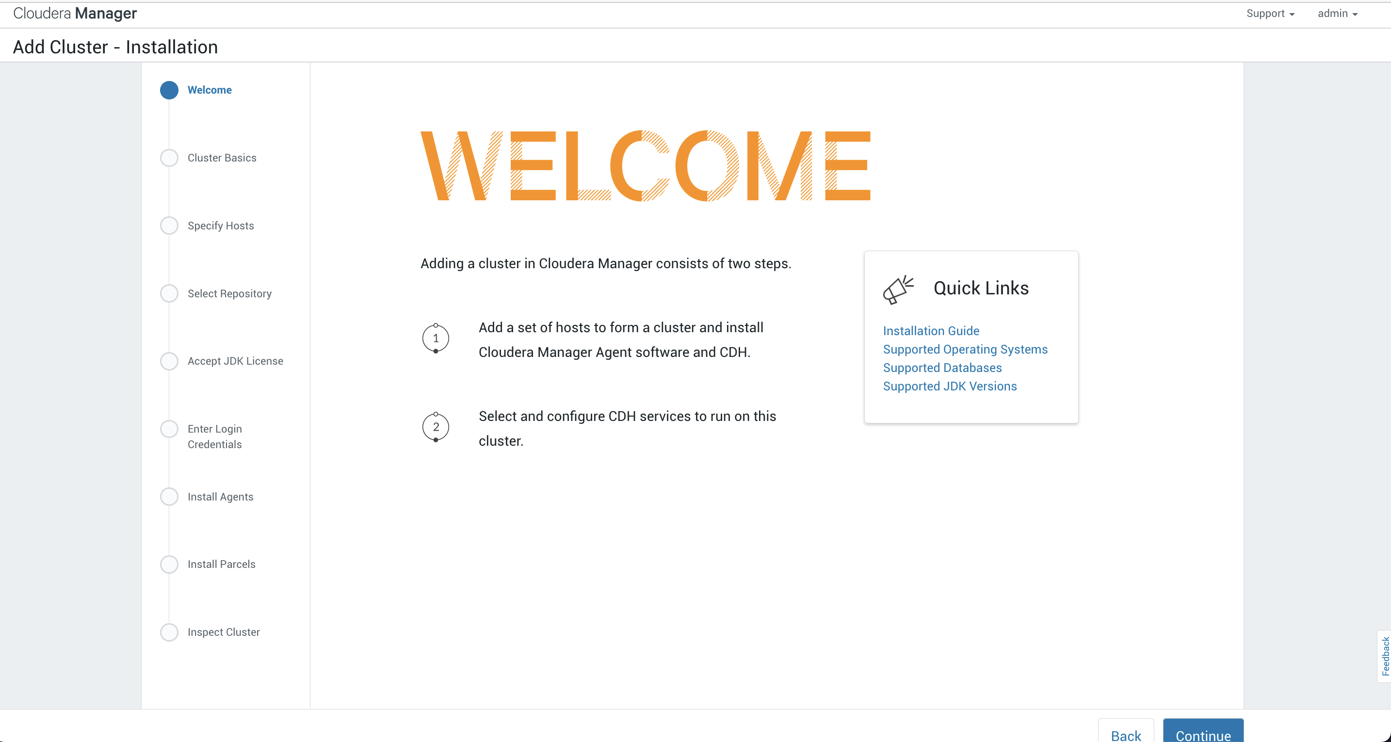 add cluster welcome page