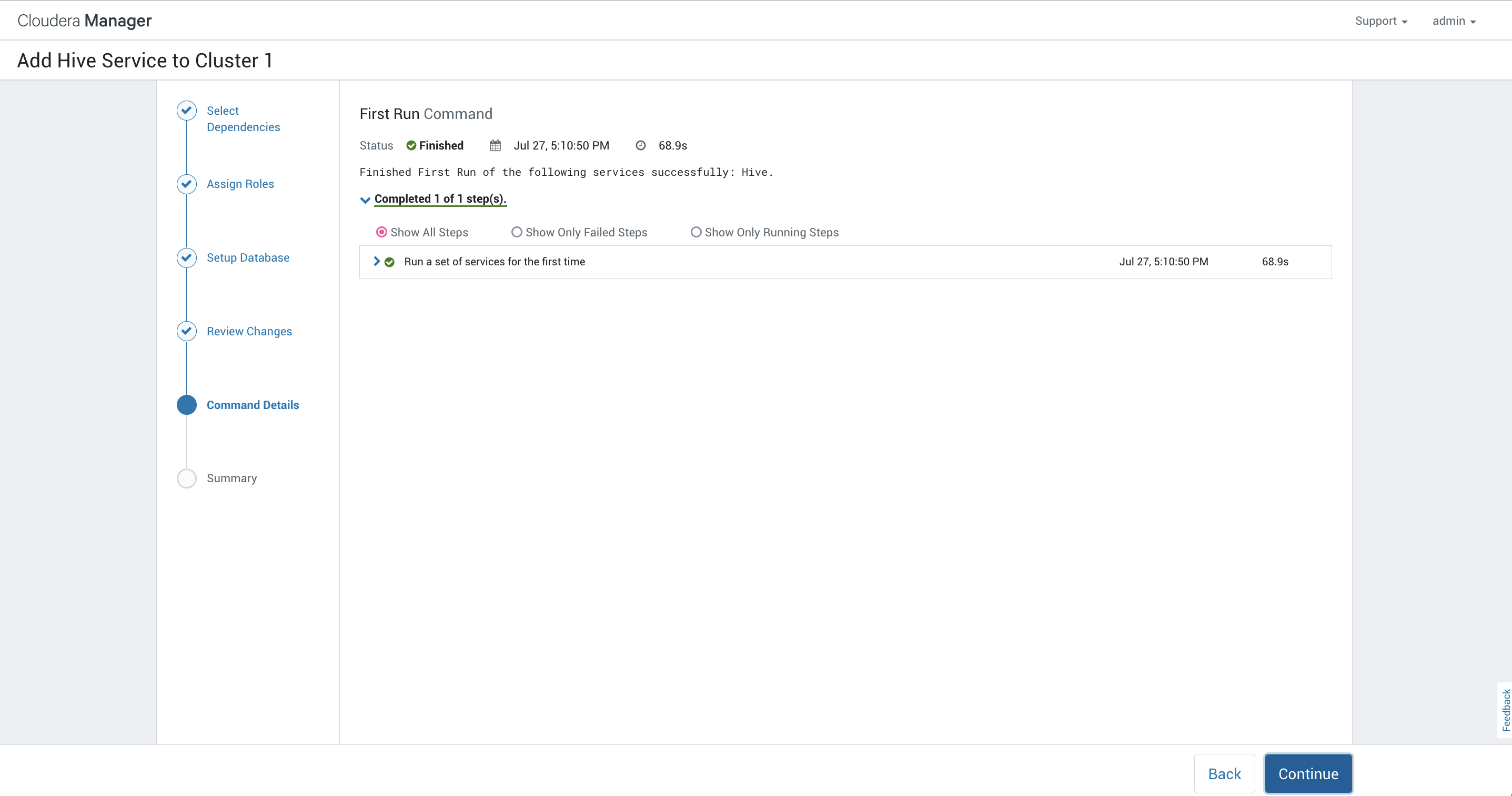 cdh add new services hive command details