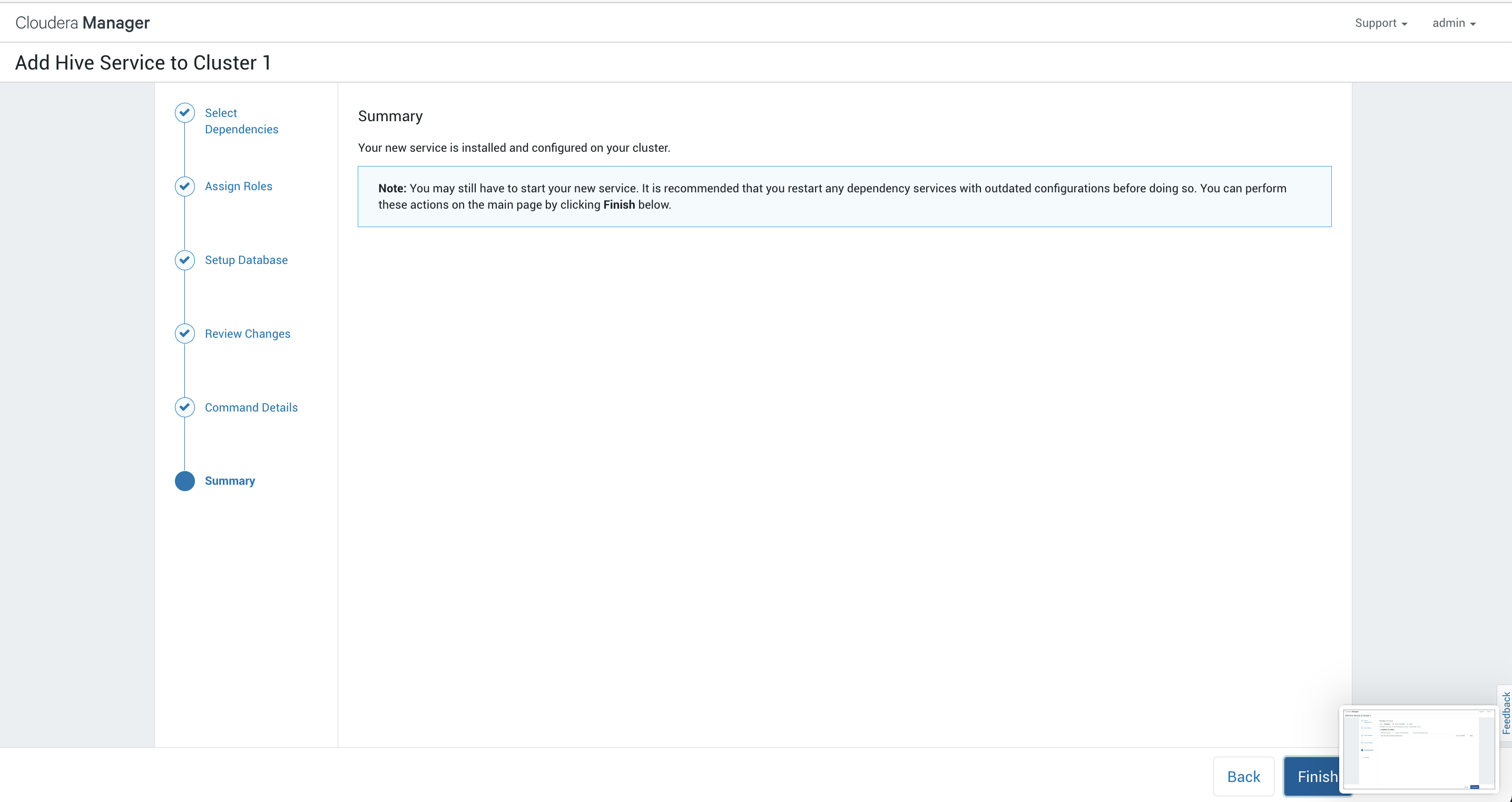 cdh add new services hive summary