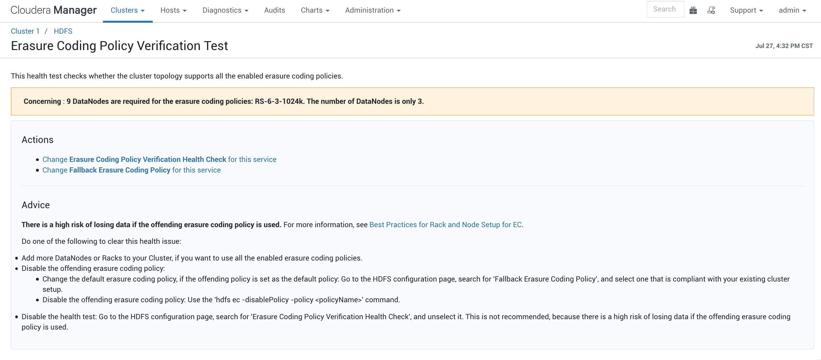 Erasure Coding Policy Verification Test