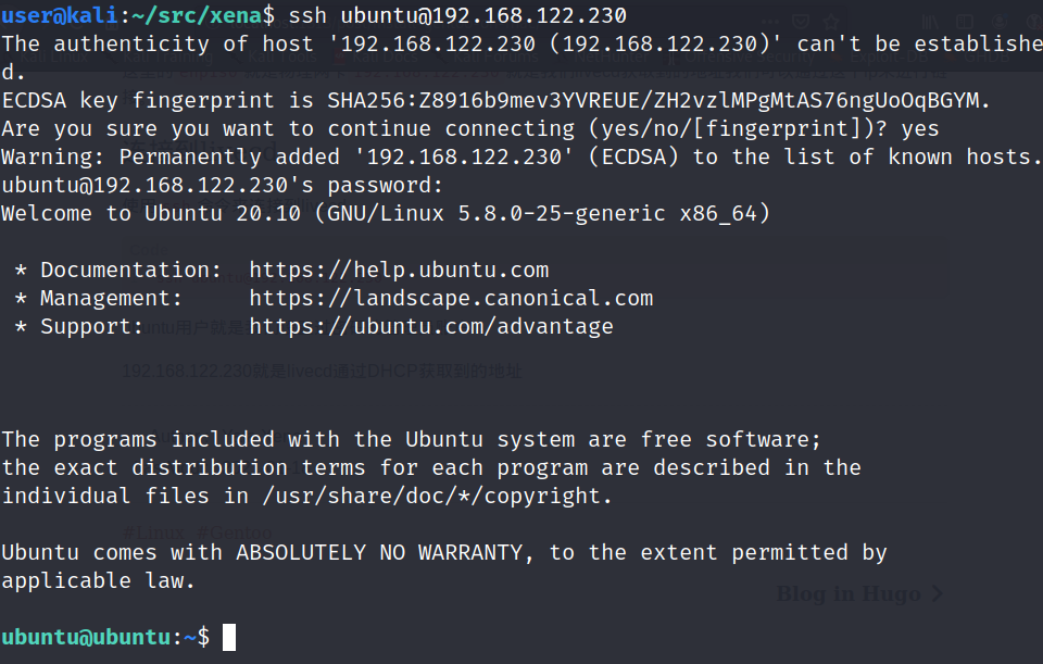 Connect to livecd