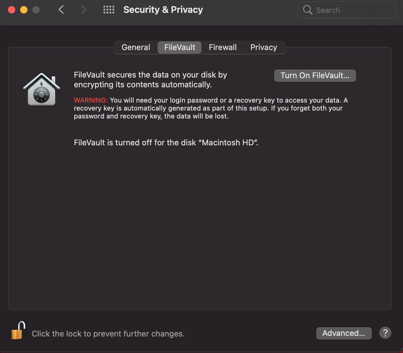 File Vault Options